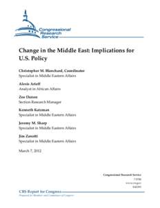 Change in the Middle East: Implications for U.S. Policy