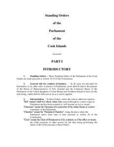 Standing Orders of the Parliament