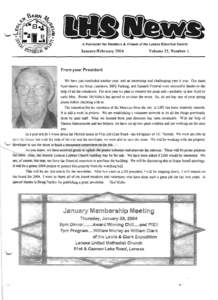 A Newsletter for Members & Frieods of the Lenexa Historical Society  JanuarylFebruary 2004 Volume 22, Number 1