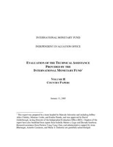 Independent Evaluation Office (IEO) Report - Evaluation of the Technical Assistance Provided by the IMF - Volume 2 -- Table of Contents -- January 31, 2005