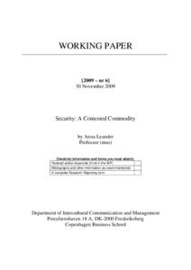 WORKING PAPER[removed] – nr[removed]November[removed]Security: A Contested Commodity