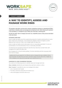 A Way to Identify, Assess and Manage Work Risks