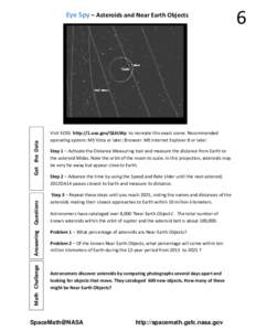 Eye Spy – Asteroids and Near Earth Objects      Math   Challenge    Answering    Questions 