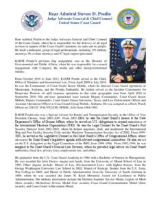 Rear Admiral Steven D. Poulin Judge Advocate General & Chief Counsel United States Coast Guard