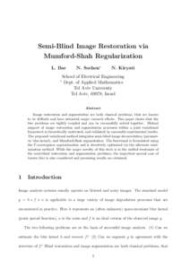 Semi-Blind Image Restoration via Mumford-Shah Regularization L. Bar N. Sochen∗