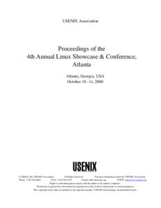 USENIX Association  Proceedings of the 4th Annual Linux Showcase & Conference, Atlanta Atlanta, Georgia, USA