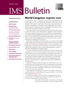 Volume 41 • Issue 1  IMS  Bulletin January/February 2012