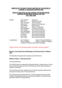 MINUTES OF THE NINETY-EIGHTH MEETING OF THE BOARD OF