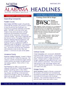March-April, 2014  HEADLINES Excellence COMMUNITY in Economic