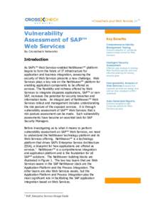 <Crosscheck your Web Services />TM  Vulnerability Assessment of SAP™ Web Services By Crosscheck Networks