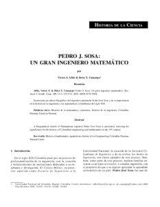 ALBIS, VÍCTOR S. & DEISY CAMARGO: PEDRO J. SOSA: UN GRAN INGENIERO MATEMÁTICO  HISTORIA