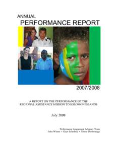 ANNUAL  PERFORMANCE REPORT[removed]A REPORT ON THE PERFORMANCE OF THE