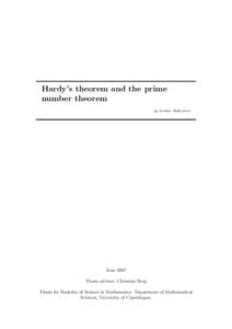 Hardy’s theorem and the prime number theorem by Jerˆ ome Baltzersen  June 2007