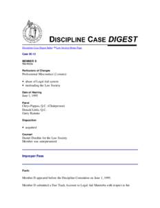 Discipline Case Digest Index  Law Society Home Page Case[removed]MEMBER D