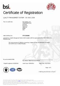 Certificate of Registration QUALITY MANAGEMENT SYSTEM - ISO 9001:2008 This is to certify that: Cbr Systems, IncBayhill Drive