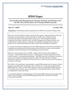 JPDO Paper  Environmental Management System Strategy and Framework for the Next Generation Air Transportation System Paper No.: [removed]November 2010