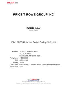 PRICE T ROWE GROUP INC  FORM 10-K (Annual Report)