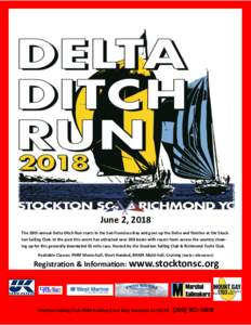 June 2, 2018 The 28th annual Delta Ditch Run starts in the San Francisco Bay and goes up the Delta and finishes at the Stockton Sailing Club. In the past this event has attracted over 200 boats with racers from across th