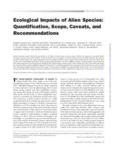 Overview Articles  Ecological Impacts of Alien Species: Quantification, Scope, Caveats, and Recommendations