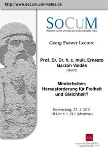 http://www.socum.uni-mainz.de  Research Center of Social and Cultural Studies Mainz Georg Forster Lecture