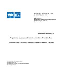 ISO/IEC JTC 1/SC 22/WG 21 N3060 INCITS/PL22Date: ISO/IEC Final Draft International StandardISO/IEC JTC 1/SC 22/WG 21 Secretariat: ANSI