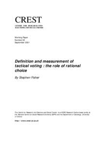 CREST CENTRE FOR RESEARCH INTO ELECTIONS AND SOCIAL TRENDS Working Paper Number 95