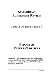 ST ANDREWS AGREEMENT REVIEW TERMS OF REFERENCE 1  REPORT OF