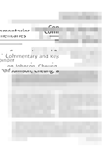 Commentaries Commentary and Rejoinder on Johnson, Cheung, and Donnellan (2014a) Clean Data: Statistical Artifacts Wash Out Replication Efforts