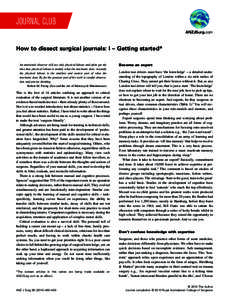 JOURNAL CLUB ANZJSurg.com How to dissect surgical journals: I – Getting started* An untrained observer will see only physical labour and often get the idea that physical labour is mainly what the mechanic does. Actuall