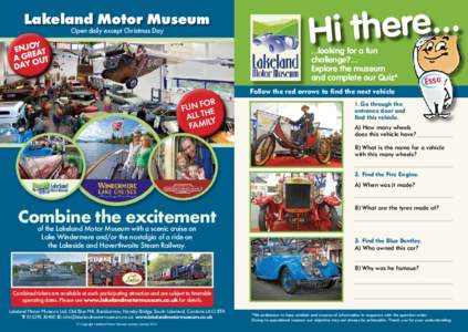 Lakeland Motor Museum Open daily except Christmas Day Y ENJOEAT A GROUT