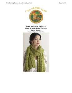 Free Knitting Pattern: Lion Cotton Lacy Stole  Page 1 of 3 Free Knitting Pattern Lion Brand Lion Cotton