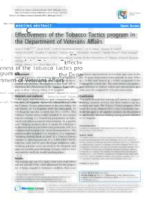 Duffy et al. Tobacco Induced Diseases 2014, 12(Suppl 1):A12 http://www.tobaccoinduceddiseases.com/content/12/S1/A12 MEETING ABSTRACT  Open Access
