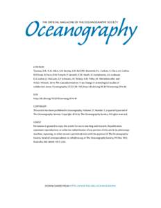Oceanography THE OFFICIAL MAGAZINE OF THE OCEANOGRAPHY SOCIETY CITATION Toomey, D.R., R.M. Allen, A.H. Barclay, S.W. Bell, P.D. Bromirski, R.L. Carlson, X. Chen, J.A. Collins, R.P. Dziak, B. Evers, D.W. Forsyth, P. Gers