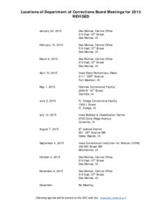 Microsoft Word - REVISED Board of Corrections Meeting Locations 2015.docx
