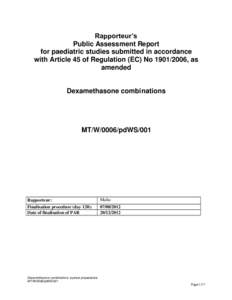 Rapporteur’s Public Assessment Report for paediatric studies submitted in accordance with Article 45 of Regulation (EC) No[removed], as amended