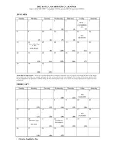 2012 REGULAR SESSION CALENDAR (Approved by LRC; amended; amended; amendedJANUARY Sunday 1