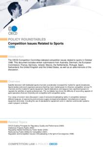COMPETITION ISSUES RELATED TO SPORTS