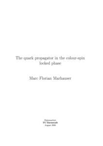 The quark propagator in the colour-spin locked phase Marc Florian Marhauser  Diplomarbeit