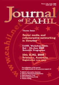 Journal of the European Association for Health Information and Libraries Vol. 5 No. 2 May 2009 Contents Editorial