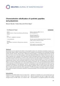 Chemoselective silicification of synthetic peptides and polyamines Maryna Abacilar, Fabian Daus and Armin Geyer* Full Research Paper Address: