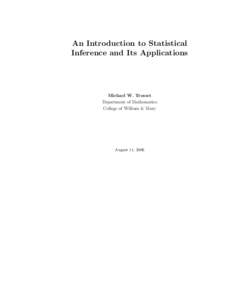 An Introduction to Statistical Inference and Its Applications Michael W. Trosset Department of Mathematics College of William & Mary