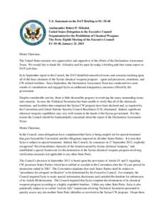 U.S. Statement on the DAT Briefing to EC-M-48 Ambassador Robert P. Mikulak United States Delegation to the Executive Council Organization for the Prohibition of Chemical Weapons The Forty-Eighth Meeting of the Executive 