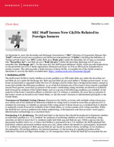 SEC Staff Issues New C&DIs Related to Foreign Issuers