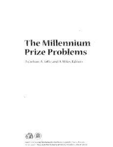 The Millennium Prize Problems  Contents