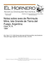 Notas sobre aves de Península Mitre, Isla Grande de Tierra del Fuego, Argentina