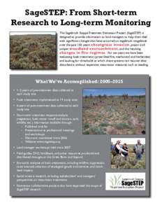 SageSTEP: From Short-term Research to Long-term Monitoring The Sagebrush Steppe Treatment Evaluation Project (SageSTEP) is designed to provide information to land managers to help them deal with significant changes that 