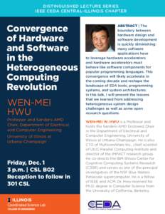 DISTINGUISHED LECTURE SERIES IEEE CEDA CENTRAL-ILLINOIS CHAPTER Convergence of Hardware and Software