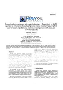 WHOC12-211  Ground motion monitoring with radar technology – Case study of SAGD operations of Leismer: Results of ground motion monitoring during first year of steam injection and preliminary comparison with reservoir 