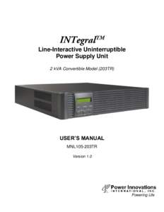 Line-Interactive Uninterruptible Power Supply Unit 2 kVA Convertible Model (203TR) USER’S MANUAL MNL105-203TR