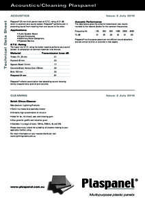 Acoustics/Cleaning Plaspanel®  Technical Data Sheet ACOUSTICS